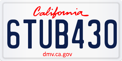 CA license plate 6TUB430