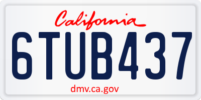 CA license plate 6TUB437