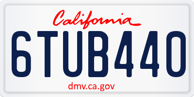 CA license plate 6TUB440