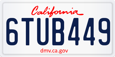 CA license plate 6TUB449