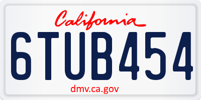 CA license plate 6TUB454
