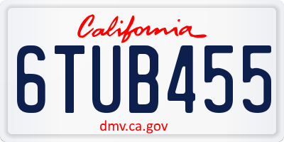 CA license plate 6TUB455