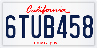 CA license plate 6TUB458