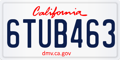 CA license plate 6TUB463