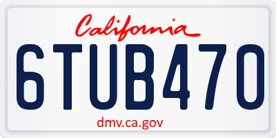 CA license plate 6TUB470
