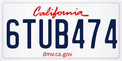 CA license plate 6TUB474