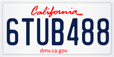 CA license plate 6TUB488