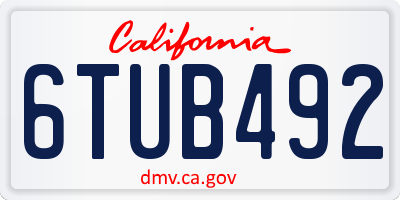 CA license plate 6TUB492