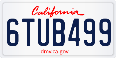 CA license plate 6TUB499