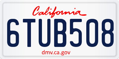 CA license plate 6TUB508
