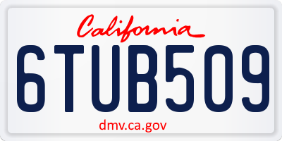 CA license plate 6TUB509