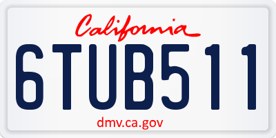 CA license plate 6TUB511