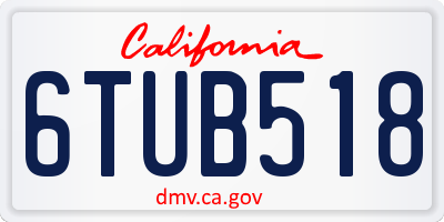 CA license plate 6TUB518