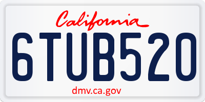 CA license plate 6TUB520