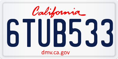CA license plate 6TUB533