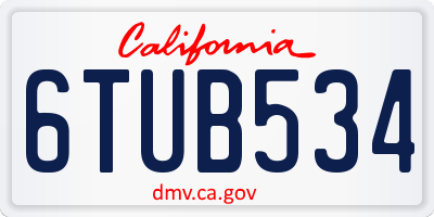 CA license plate 6TUB534