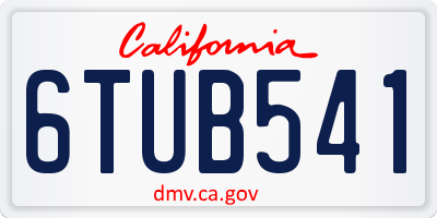 CA license plate 6TUB541