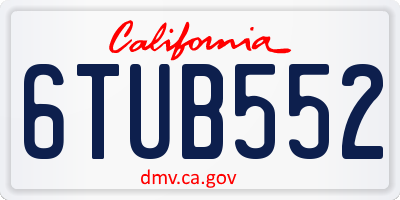 CA license plate 6TUB552