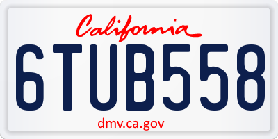CA license plate 6TUB558