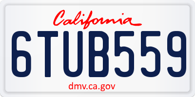 CA license plate 6TUB559