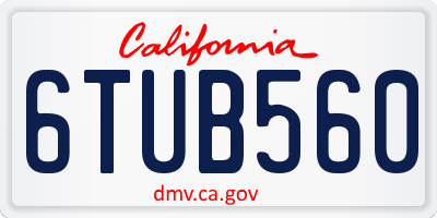 CA license plate 6TUB560