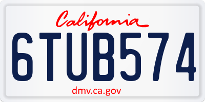 CA license plate 6TUB574