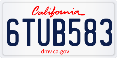 CA license plate 6TUB583