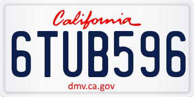 CA license plate 6TUB596