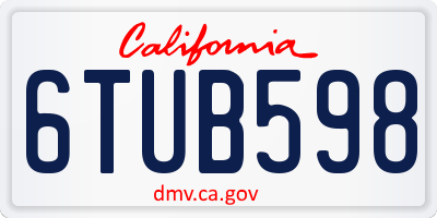 CA license plate 6TUB598