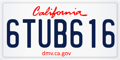 CA license plate 6TUB616