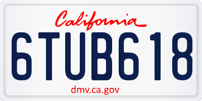 CA license plate 6TUB618