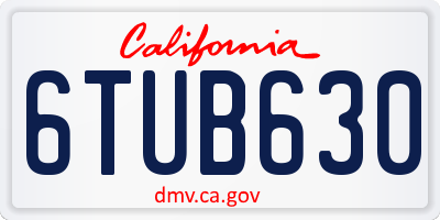 CA license plate 6TUB630