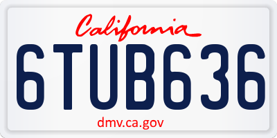 CA license plate 6TUB636