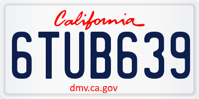 CA license plate 6TUB639