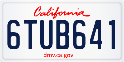 CA license plate 6TUB641