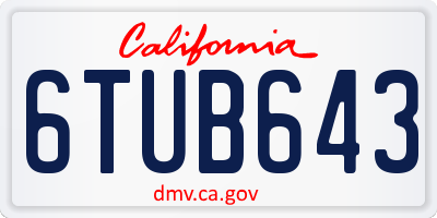 CA license plate 6TUB643
