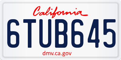 CA license plate 6TUB645