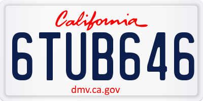CA license plate 6TUB646