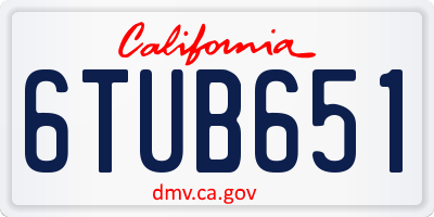 CA license plate 6TUB651