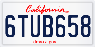 CA license plate 6TUB658