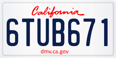 CA license plate 6TUB671