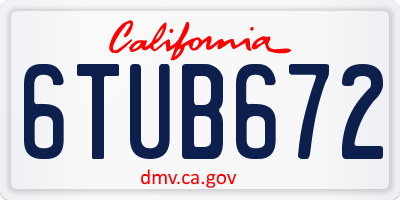 CA license plate 6TUB672