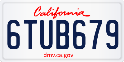 CA license plate 6TUB679