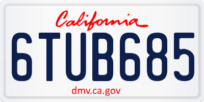 CA license plate 6TUB685