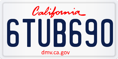 CA license plate 6TUB690