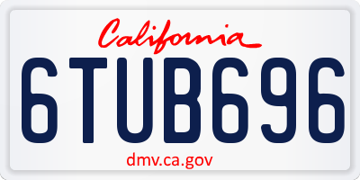 CA license plate 6TUB696