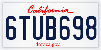 CA license plate 6TUB698