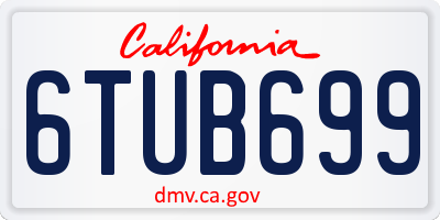 CA license plate 6TUB699