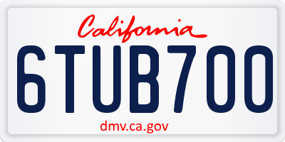 CA license plate 6TUB700