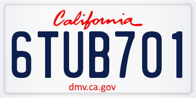 CA license plate 6TUB701